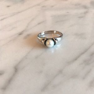 James Avery silver ring with pearl